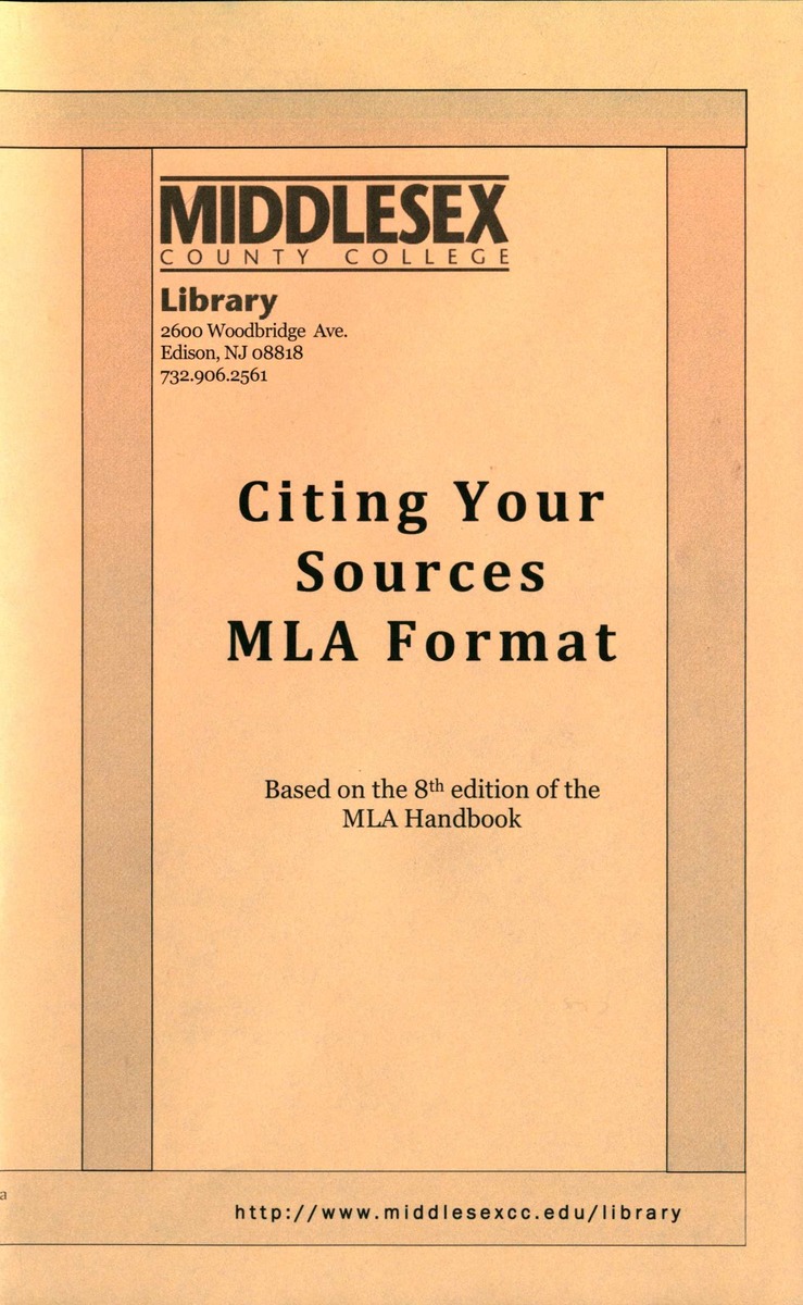 Citing Your Sources - MLA Format - Page 1